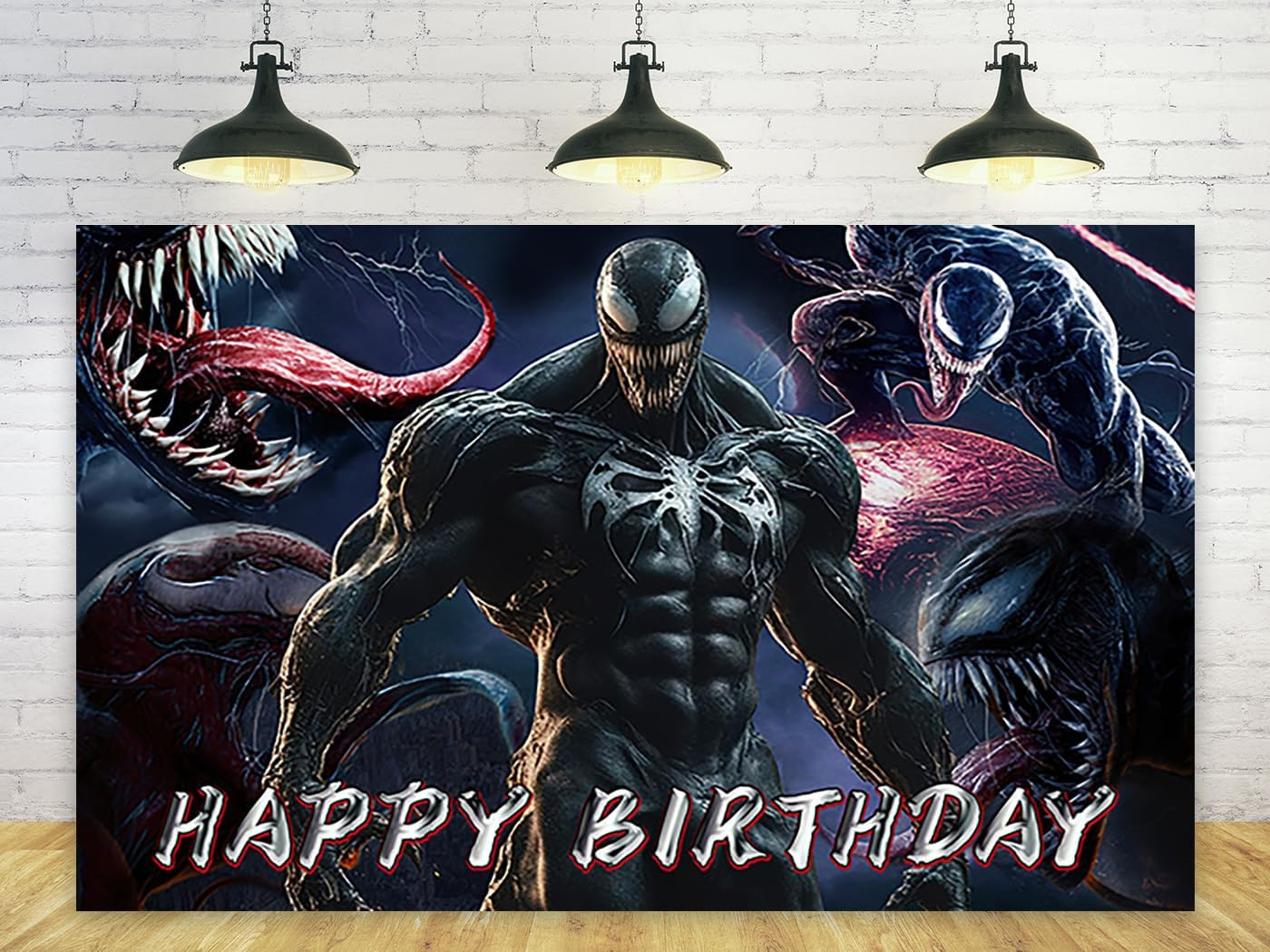 Super Hero Backdrop for Happy Birthday Party Decorations Venom Background for Baby Shower Party Cake Table Decorations Supplies Superhero Theme Banner 5X3Ft