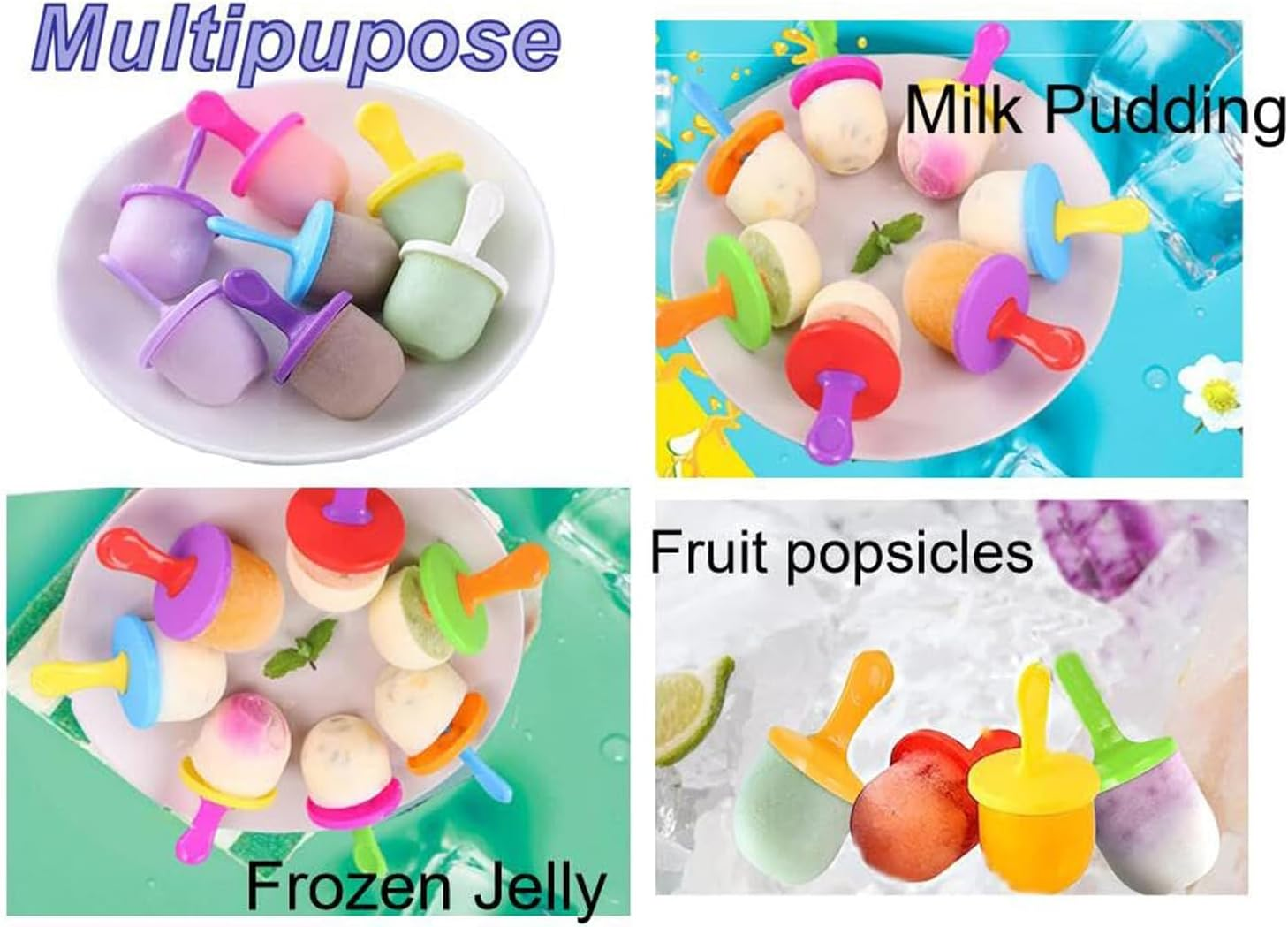Mini Silicone Popsicle Mold, Food Storage Container 7-Cavity DIY Ice Pop Mold with Colorful Plastic Sticks Non-Stick Ice Cube Trays (Green) image number 3
