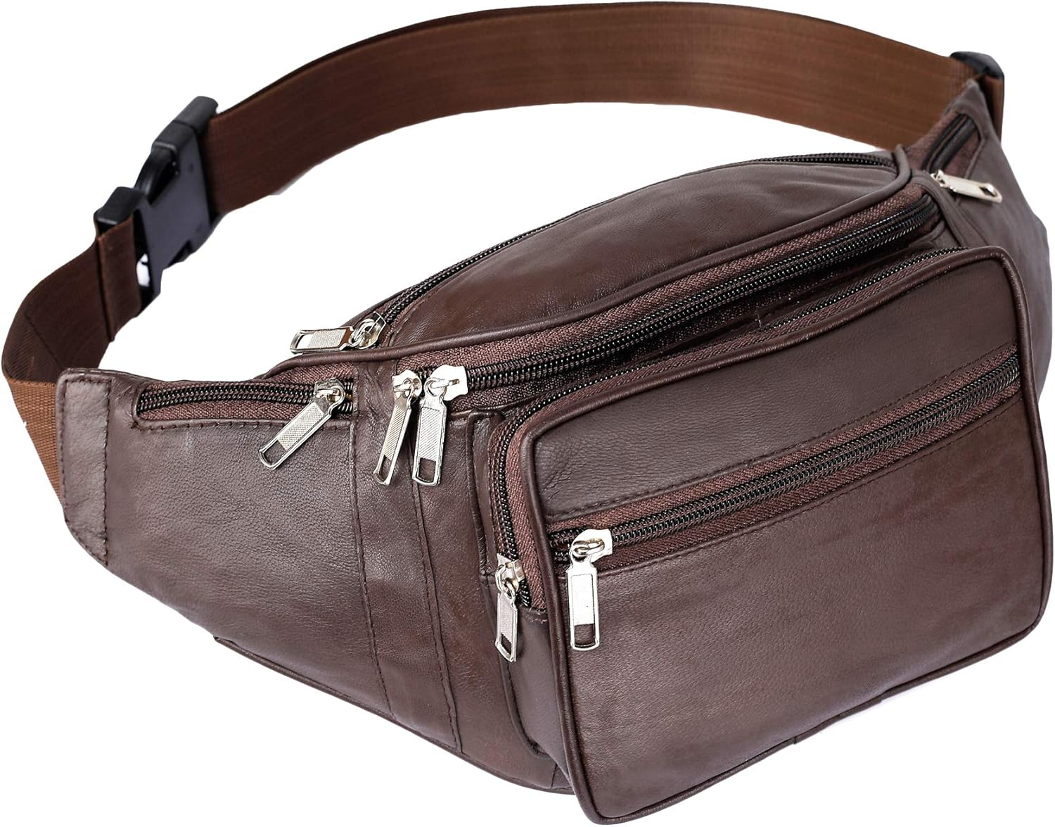 K London Leather Tan Men Women Waist Bag Fanny Bag Travel Pouch Passport Holder (1446_Tan), Beige, L, Fashion Waist Packs