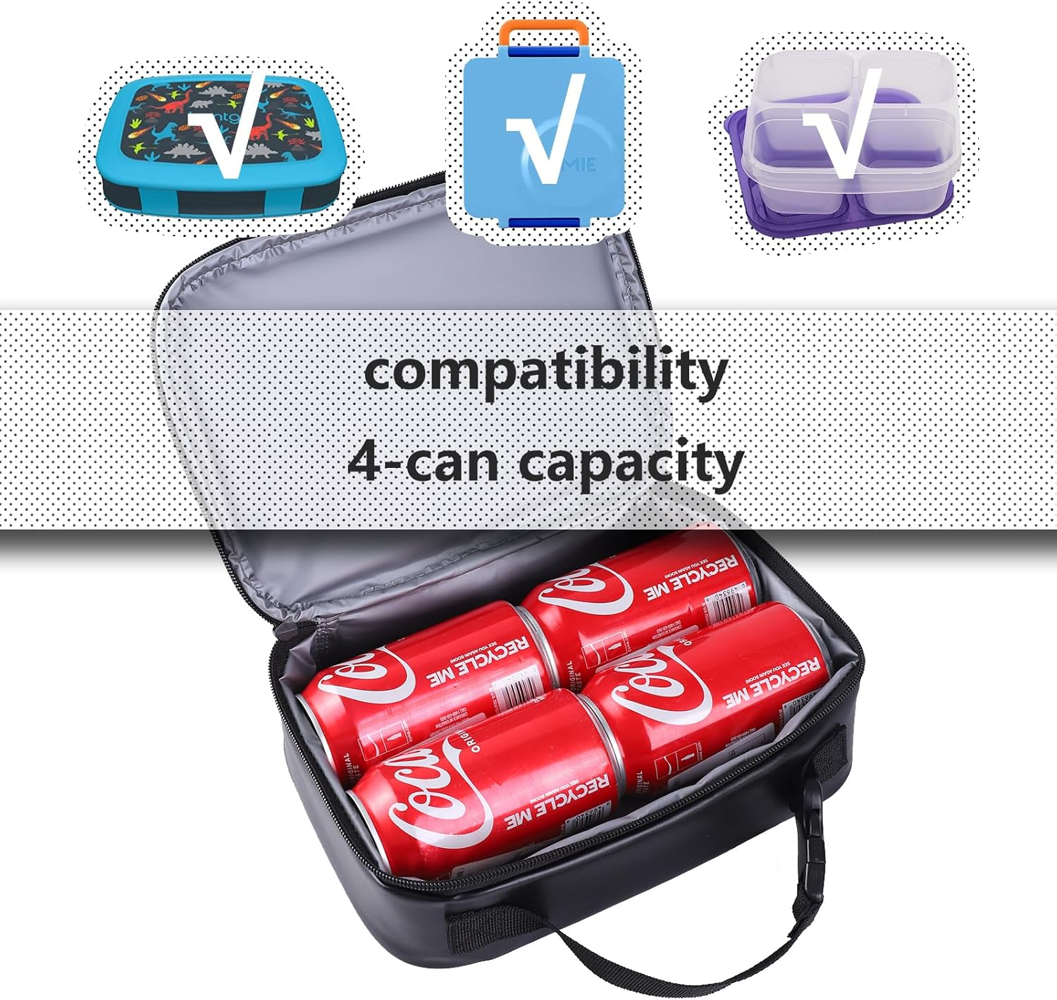 ONTESY Boys Lunch Bag Switch Game Lunch Cooler Thermal Insulated Food Container Waterproof Leather Mini Lunch Pail for Boys Girls Kids Toddlers Teens Men Women for School Pinic (Black) image number 5