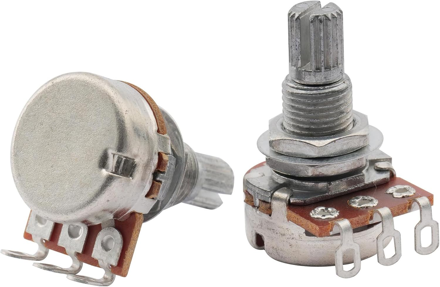 Musiclily Basic A500K Metric Mini Potentiometers Split Shaft Audio Taper Pots for Electric Guitar Bass (Set of 2) image number 2