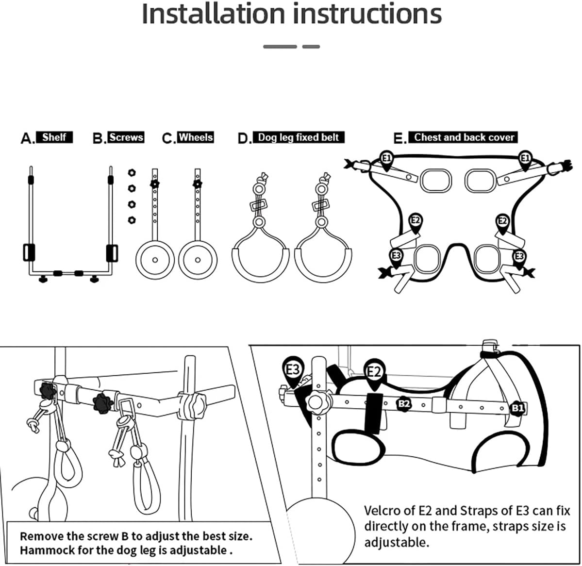 Portable Pet Wheelchair for Disabled Dogs Adjustable Dog Wheelchair for Back Legs Mobility Aids for Disabled Pets Dog Leg Brace and Hip Support (XS) image number 2