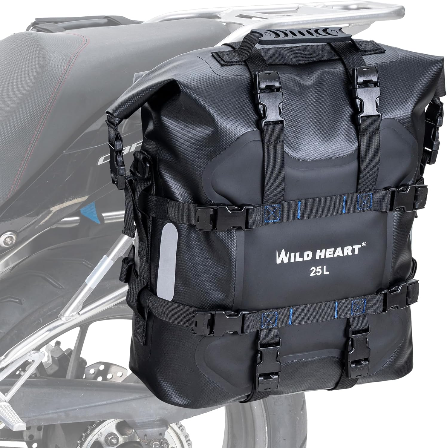 WILD HEART Motorcycle Side Bag Stainless Steel Suspension Waterproof Bag Saddlebags 20L/25L Waterproof Pianner Bag Wear-Resistant General-Purpose Bike Accessories, Black, 25L, Motorcycle Aluminium image number 6