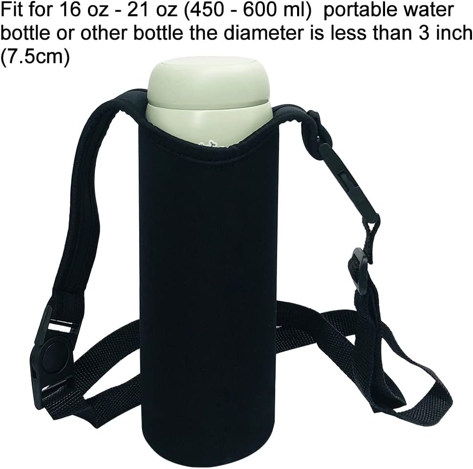 4 Pack Water Bottle Carrier,Danzix Neoprene Sleeve Water Bottles Cup Carrier with 4 Shoulder Strap,Fit for All 16Oz-20Oz Sport Water Bottle-Black image number 1