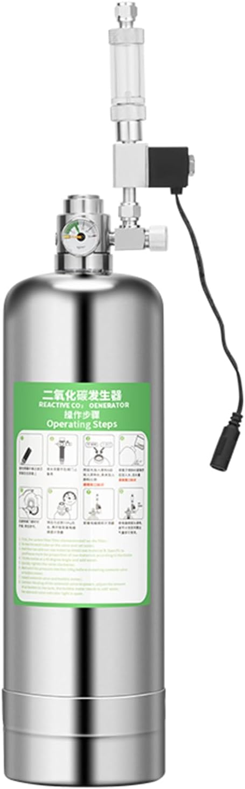 CO2 Generator System Kit CO2 Stainless Steel Cylinder Generator System with Solenoid Valve Bubble Diffuser Carbon Dioxide Reactor Kit for Plants Aquarium image number 6