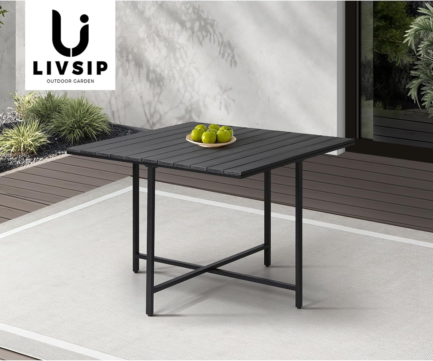 Livsip Outdoor Table Outdoor Furniture Garden Patio Table Black image number 4