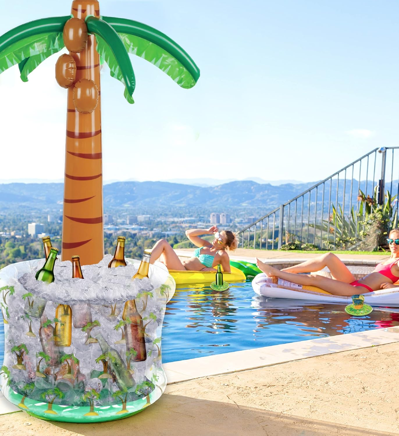 Inflatable Pool Giant Tropical Palm Tree Drink Cooler Accessory 59 X 27.5 X 27.5 Inches Premium Elegant Heavy Duty Vinyl Pool Decor for the Beach Party Vacation UV Resistant Pool Party #201011 image number 6