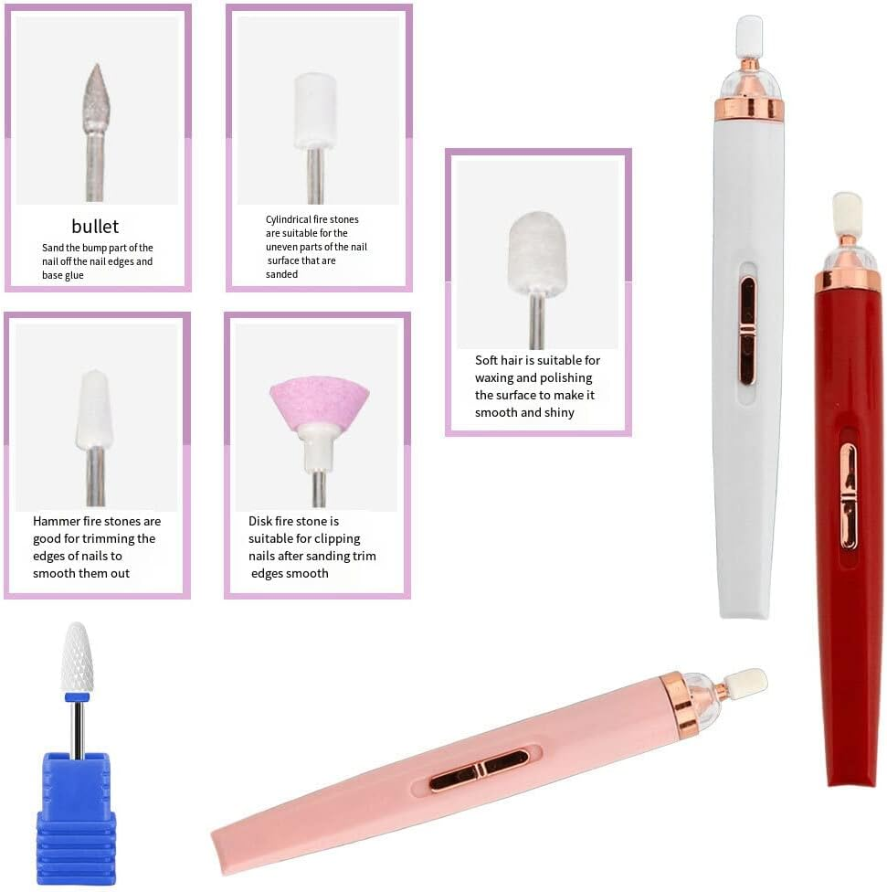 Nail Drill Machine Professional High-Speed Pedicure Drills Set Portable Mini Nails File Manicure Pen Equipment Tools, Pink image number 2