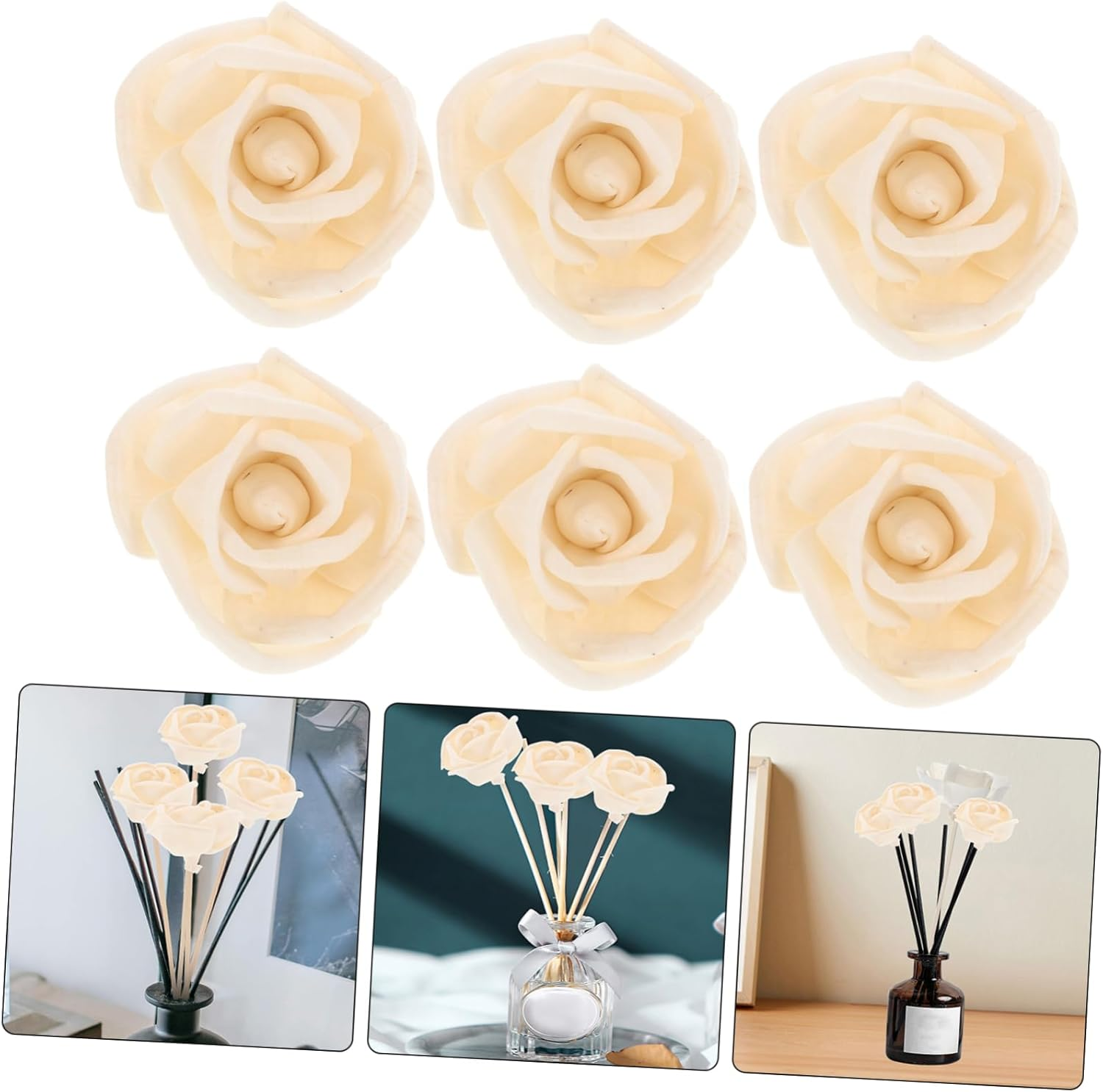 6Pcs Aromatherapy Roses Scent Diffuser Essential Oil Car Diffuser Fragrance Scented Replaceable Aromatherapy Flower Wedding Aroma Flower image number 3