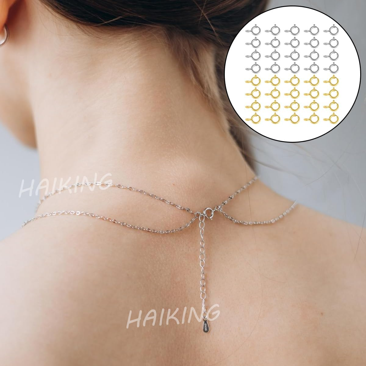 Spring Ring Clasp, 40 Pcs Open Ring Jewelry Spring Clasps for Jewelry Making (9 * 6MM) image number 2