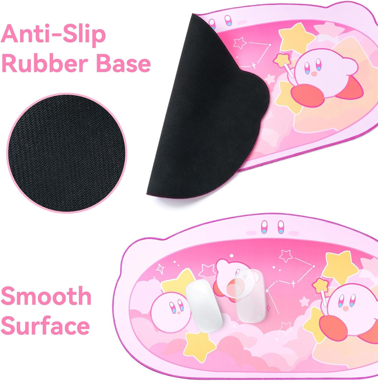 YOCORE Kirby Mouse Pad Large Cute Gaming Mouse Pad,Non-Slip Base Long Office Desk Mat,Durable Large Extended Keyboard Mouse Pad with Stitched Edges for Girl Gaming-Xzay image number 5