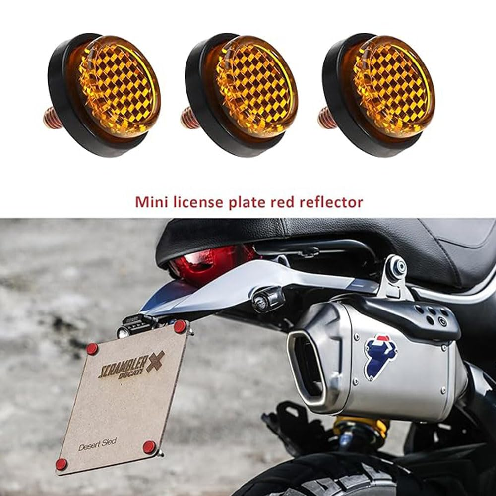 6 Pieces Mini Reflector Tag Bolt Screws for Motorcycle License Plate Frame Decorative, M5 Screw Tag Bolt round Reflective for Bike, Motobikes, Trailers, Trucks, Boats, Suv'S, Rv'S (Yellow) image number 1