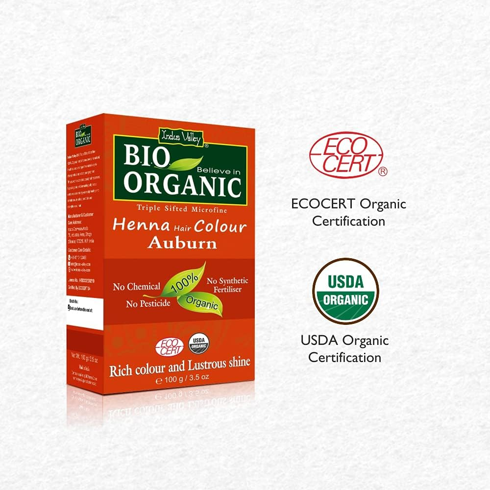 Indus Valley 100% Chemicals Free Natural Organic Triple Sifted Micro Fine Auburn Henna Hair Colour for Controll Dandruff & Scalp Itiching Pack of 3 image number 2