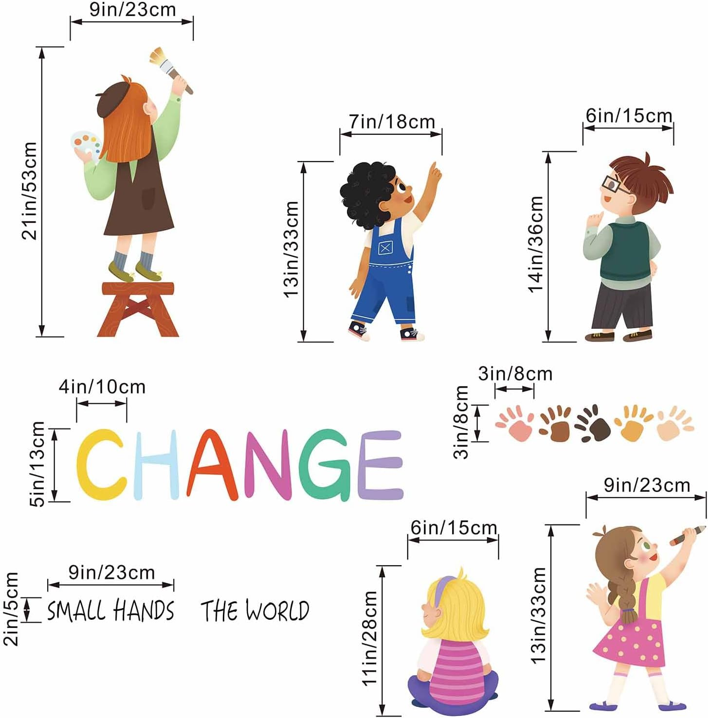 Small Hands Change the World Equality Wall Stickers - Inspirational Quotes Wall Decals - Baby Kids Room Classroom Daycare Playroom School Library Wall Decor image number 4