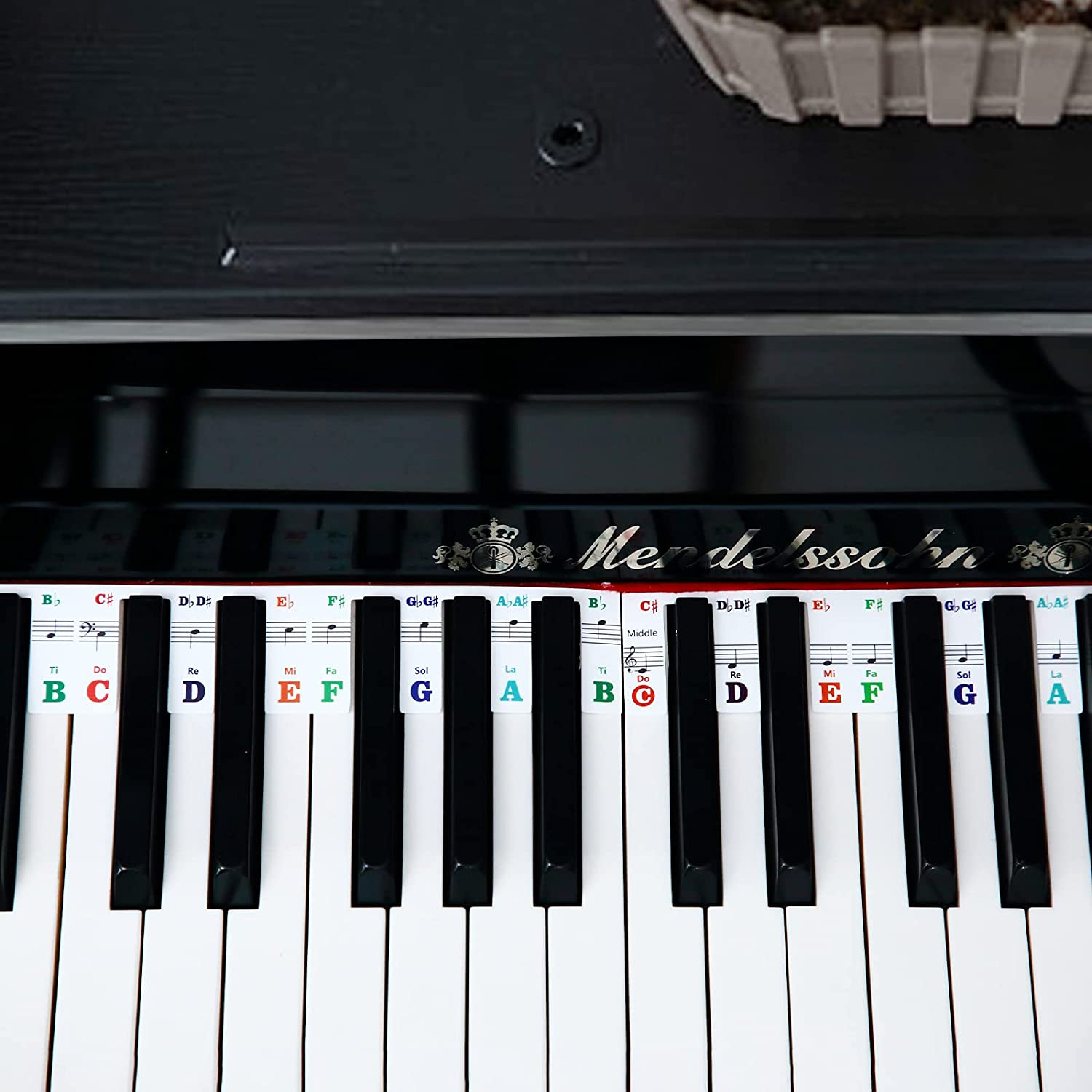 Piano Keyboard Stickers, Full-Size Piano Rake Key Labels Overlay Removable for Beginners Kids (88 Full Keys - Style 2) image number 1