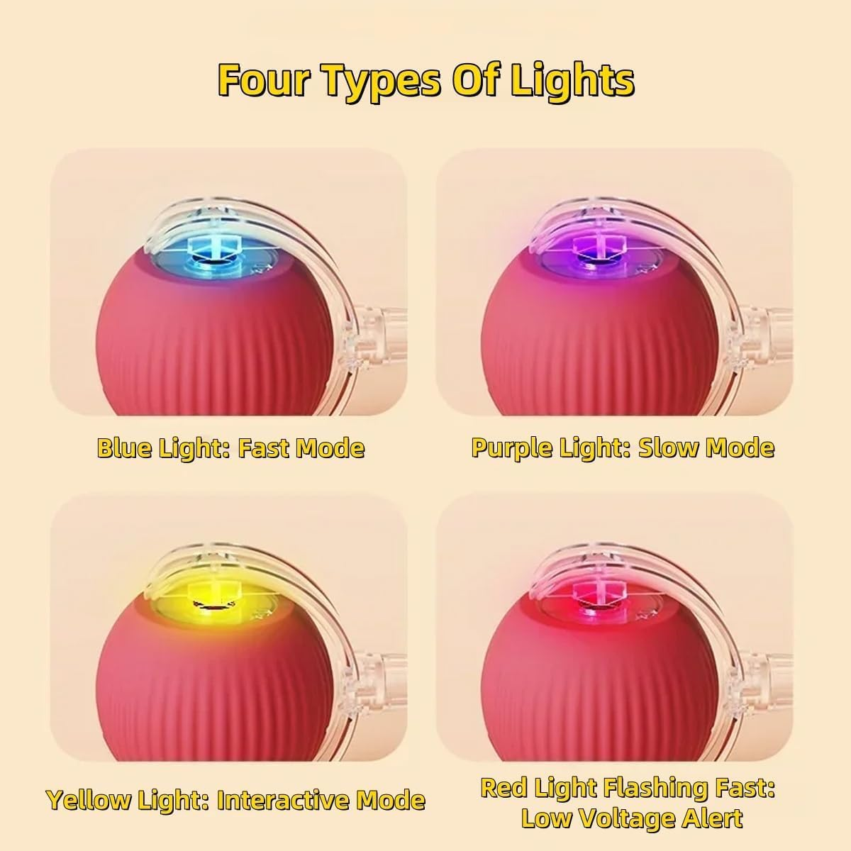 Interactive Rolling Dog Ball, XIULIUU Self Rolling Cat Ball Interactive Cat Toys, Moving Dog Toys, 360&deg; Smart Automatic Rolling Ball Toy Electric Dog Balls with Replacement Rope of Dogs & Cats (Grey) image number 2