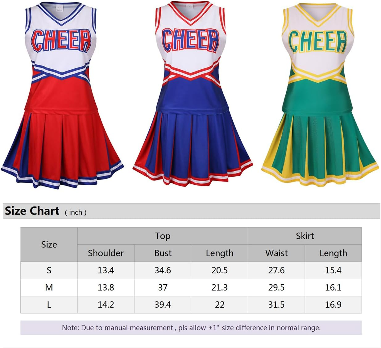GRAJTCIN Women'S Cheerleader Costume Musical Uniform Halloween Party Fancy Outfit image number 6