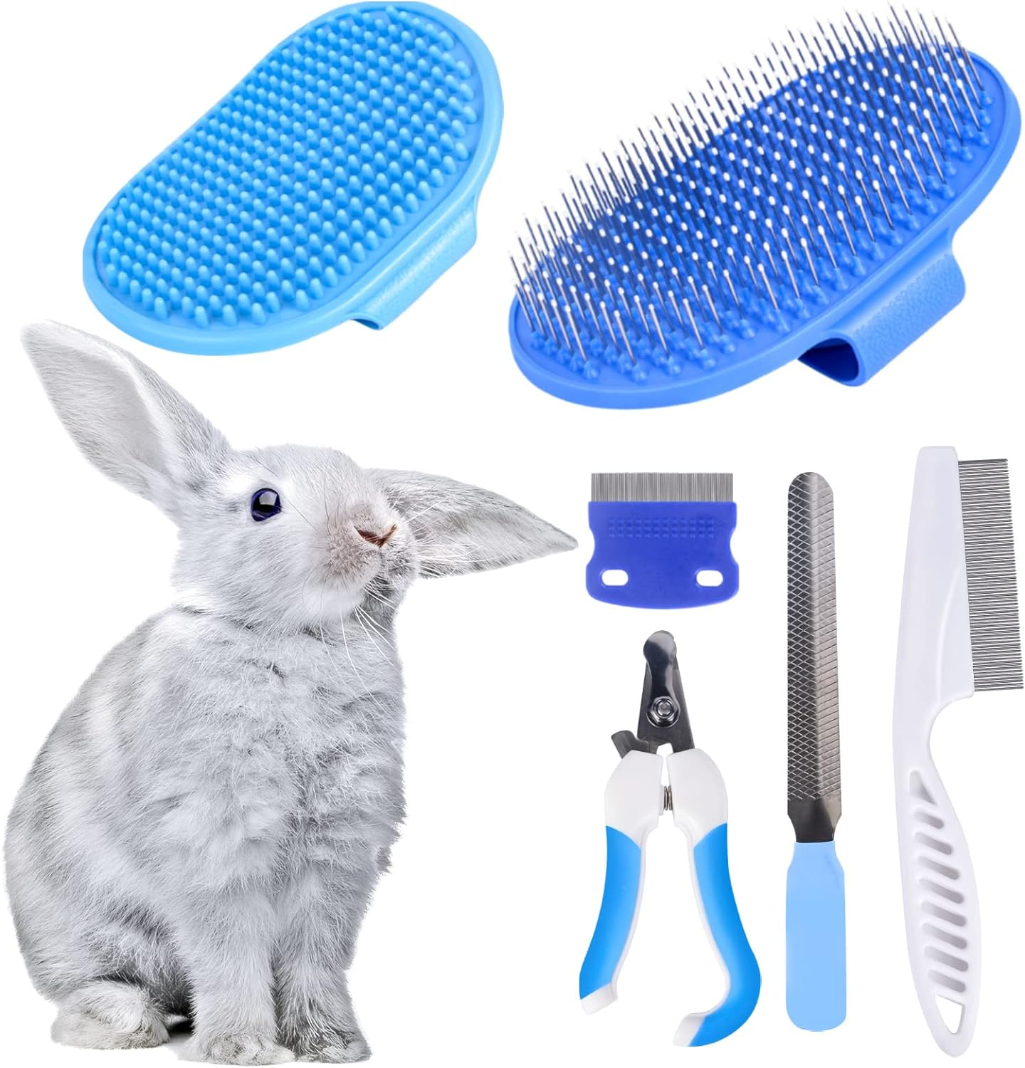 6-Piece Small Animal Grooming Set with Hair Remover, Nail Clipper, Flea Comb, Shampoo Brush for Rabbit, Hamster, Guinea Pig image number 4