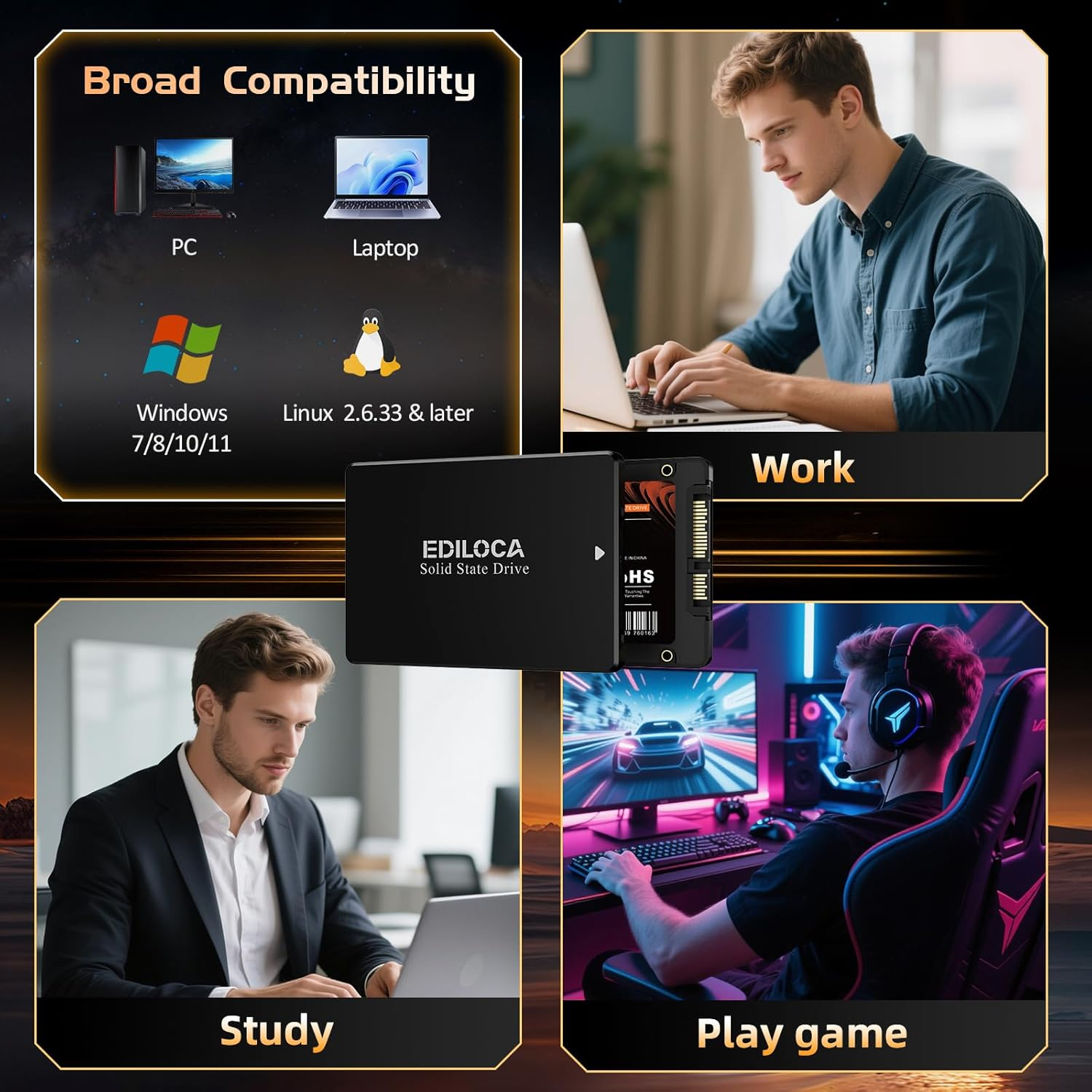 256GB SSD Internal Solid State Drive 2.5" SATA III 6Gb/S, 520Mb/S Read Speed 3D TLC NAND, 256GB SATA SSD Pc/Laptop Upgrade, Shock-Resistant & Drop-Proof(Es106) image number 4