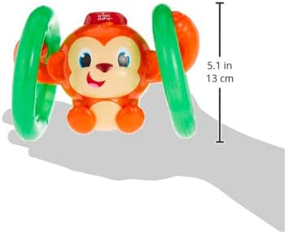Bright Starts Roll & Glow Monkey Toy with Lights and Melodies, Multi