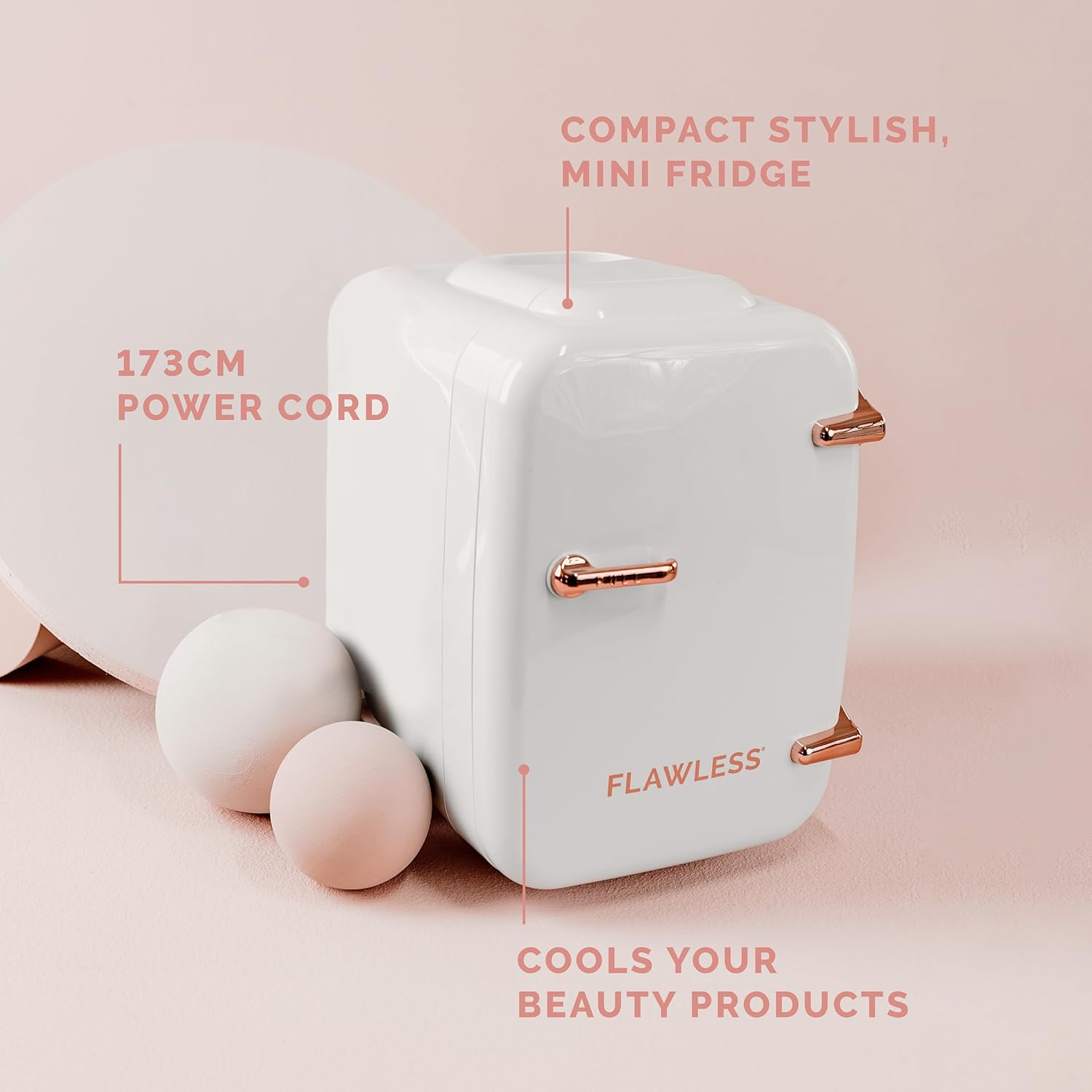 Finishing Touch Flawless Beauty Fridge - Mini Design - Preserves & Cools Your Beauty Products - 173Cm Power Cord & Stickers Included - Ideal for Cooling Creams, Facial Rollers & Organic Products image number 5