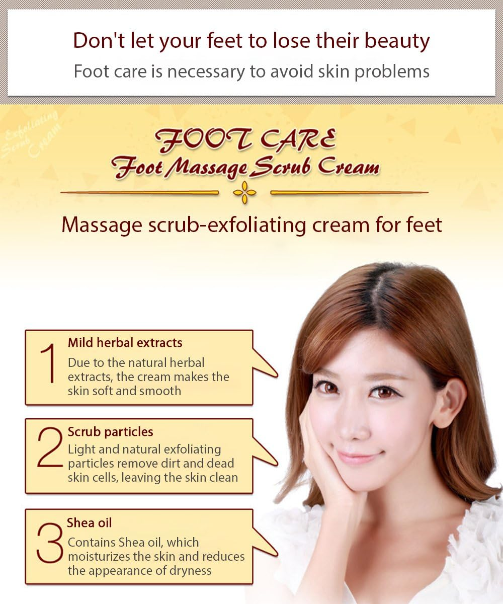 BIOAQUA Foot Care Herbal Massage Scrub-Exfoliating Cream Cleansing Delicate Feet Skin Shea Oil Natural Extracts 180G image number 1
