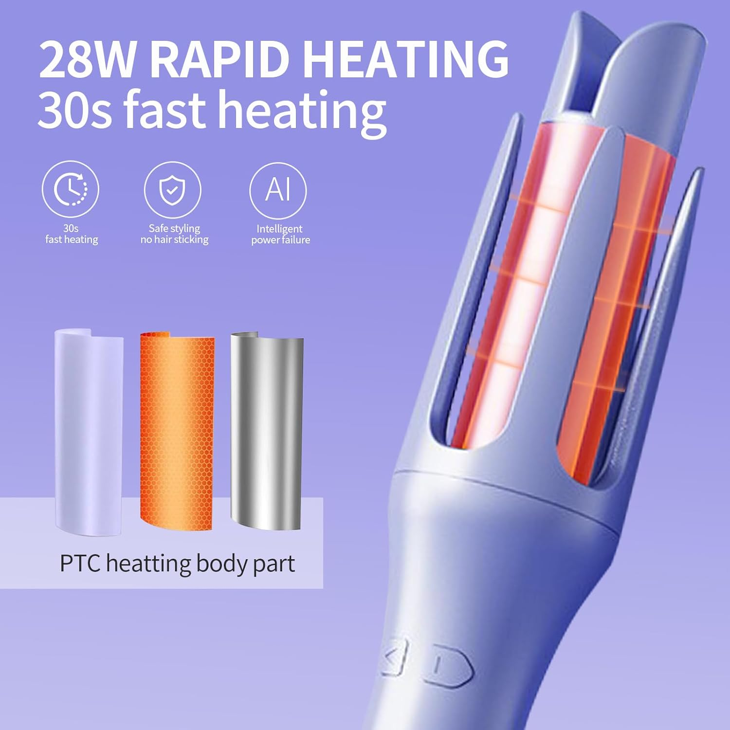 Velasko Self Curling Hair Curler, Extended Barrel 32Mm Anion Rotating Curling Iron, Electric Portable Hair Curler for Long Hair Women Quick Modeling Beach Waves image number 4