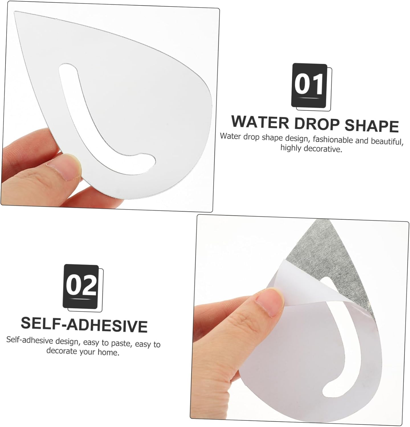 20Pcs Mirror Wall Decal Self-Adhesive Acrylic Stickers Creative Water Drop Decor for Home Decor - Silver image number 5