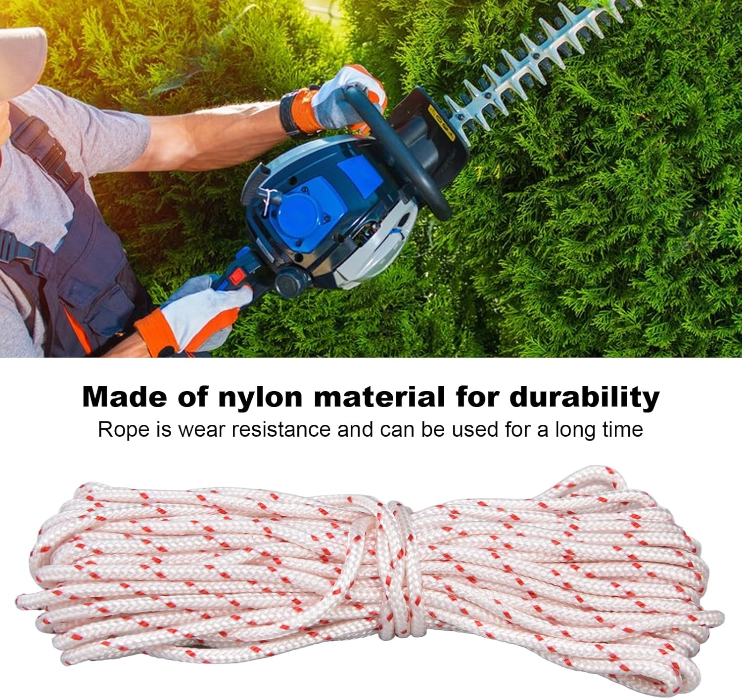 Lawn Mower Nylon Rope, Chain Saw Pull Cord Recoil Starter String Rope Replacement Edger Brush Cutter Engine Parts Cord Recoil for String Trimmer Edger Craftsmans 10 Meter(3.0Mm) image number 6