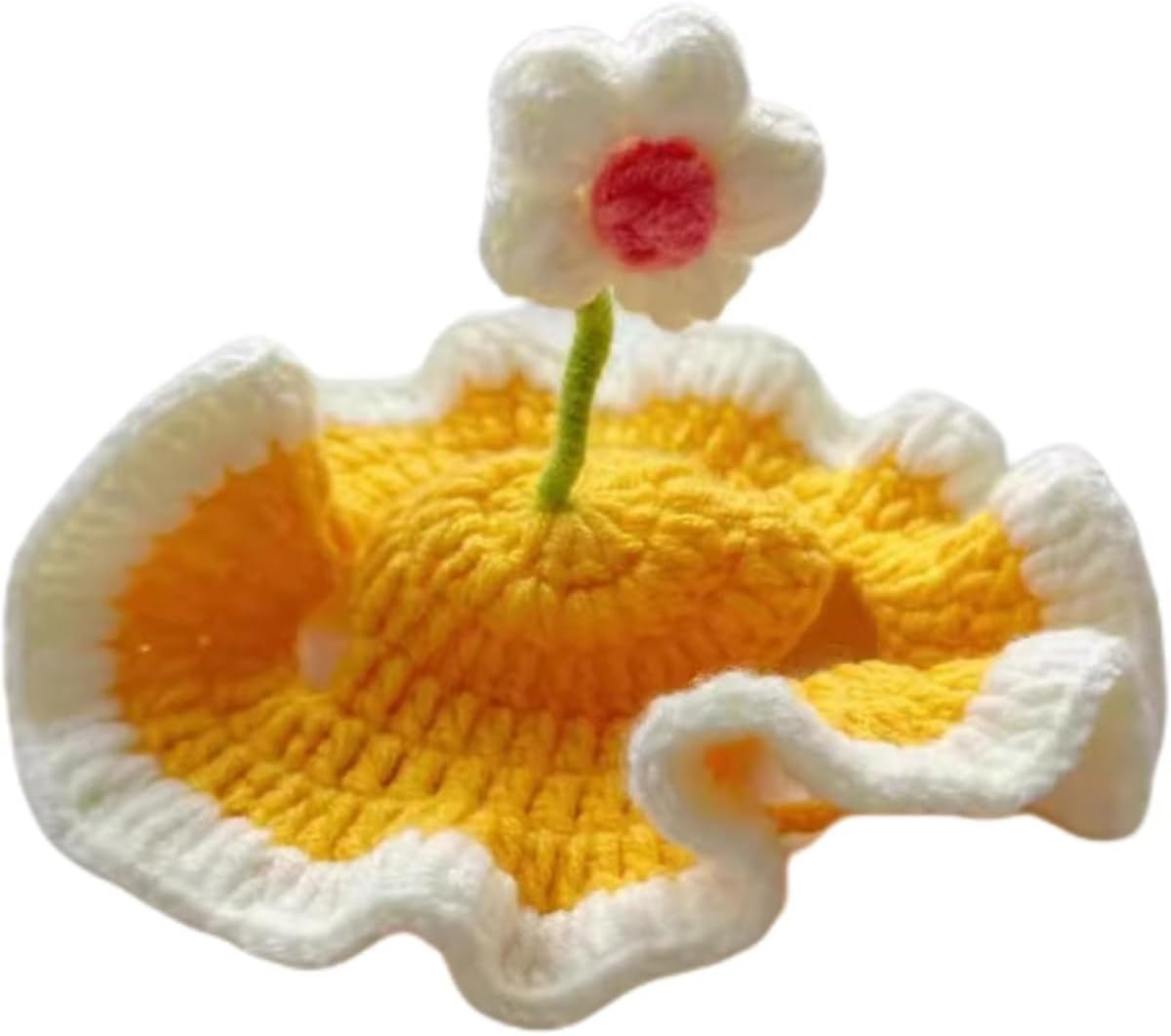 Pet Hat Cartoon Design Knit Cute Dog&Cat Hat Grooming Accessories Apparels Puppy Cartoon Hats for Small and Medium-Sized Cats and Dogs (Yellow, M) image number 3