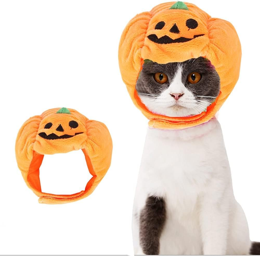 Dog Halloween Hat Kitten Pumpkin Cap Puppy Party Cosplay Dress Cat Pumpkin Costume Funny Pet Headgear Festival Head Accessory for Cat and Small Dogs (Orange, L) image number 3