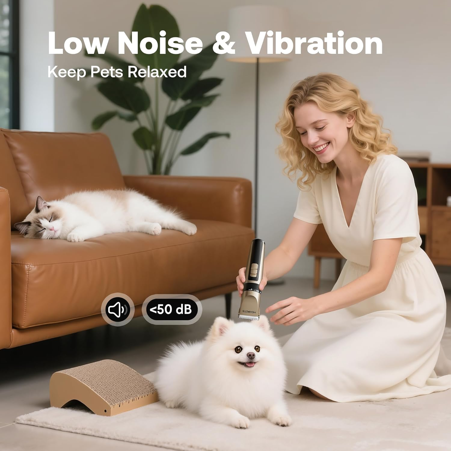 Dog Grooming Clippers, Low Noise, Electric Quiet, Adjustable Clipper Comb, Rechargeable Cordless Dog Hair Clippers for Dogs Cats Pets, Gold image number 5