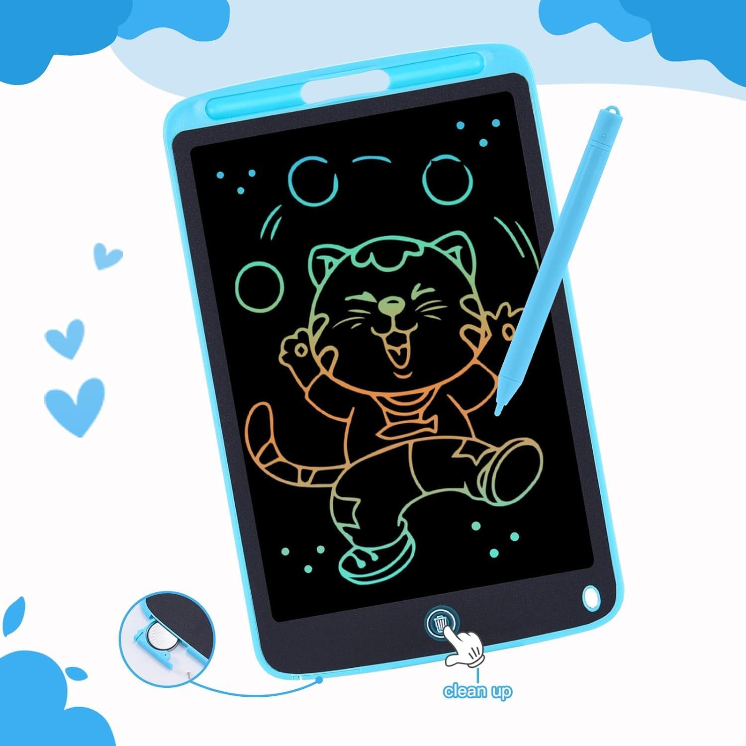 Blueswan Kids Toys, 10Inch Colorful Doodle Board, Stocking Fillers Kids Drawing Pads for 2 3 4 5 6 7 8 Years Old Boys Girls Gifts, Birthday Party School Gifts, Toddlers Travel Activity Learning Toys