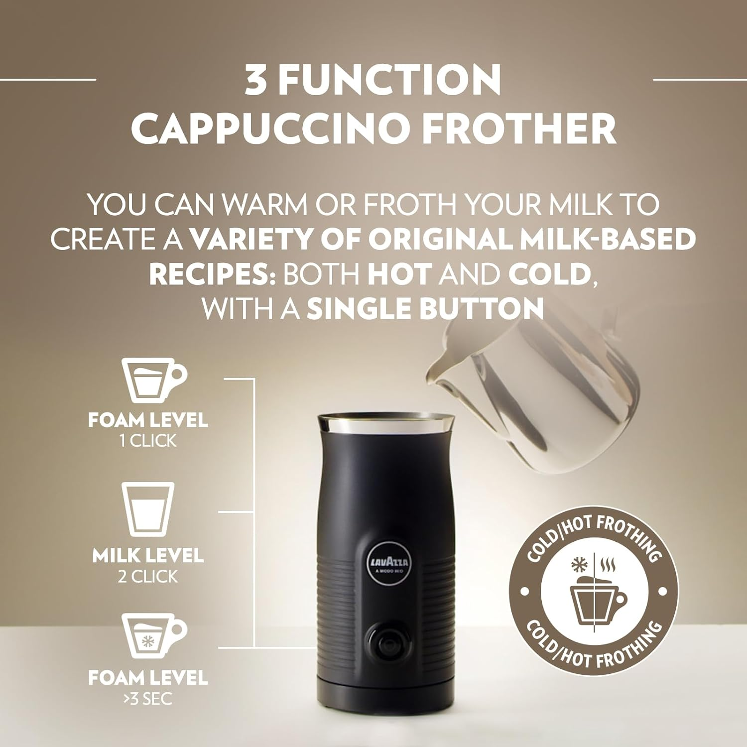 Lavazza a Modo Mio Milk Easy Frother, for Milk-Based Recipe, Black image number 5