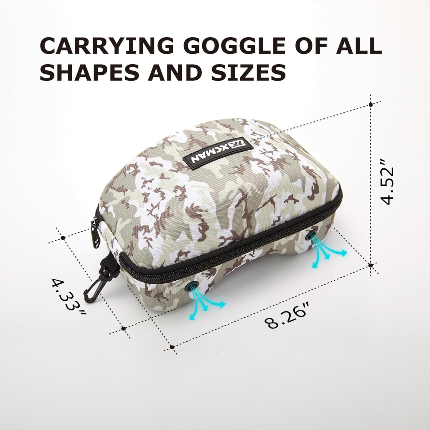 XCMAN Rigid EVA Ski Goggle Case Fit All Shapes and Size Ski Goggles - Navy Camo image number 4