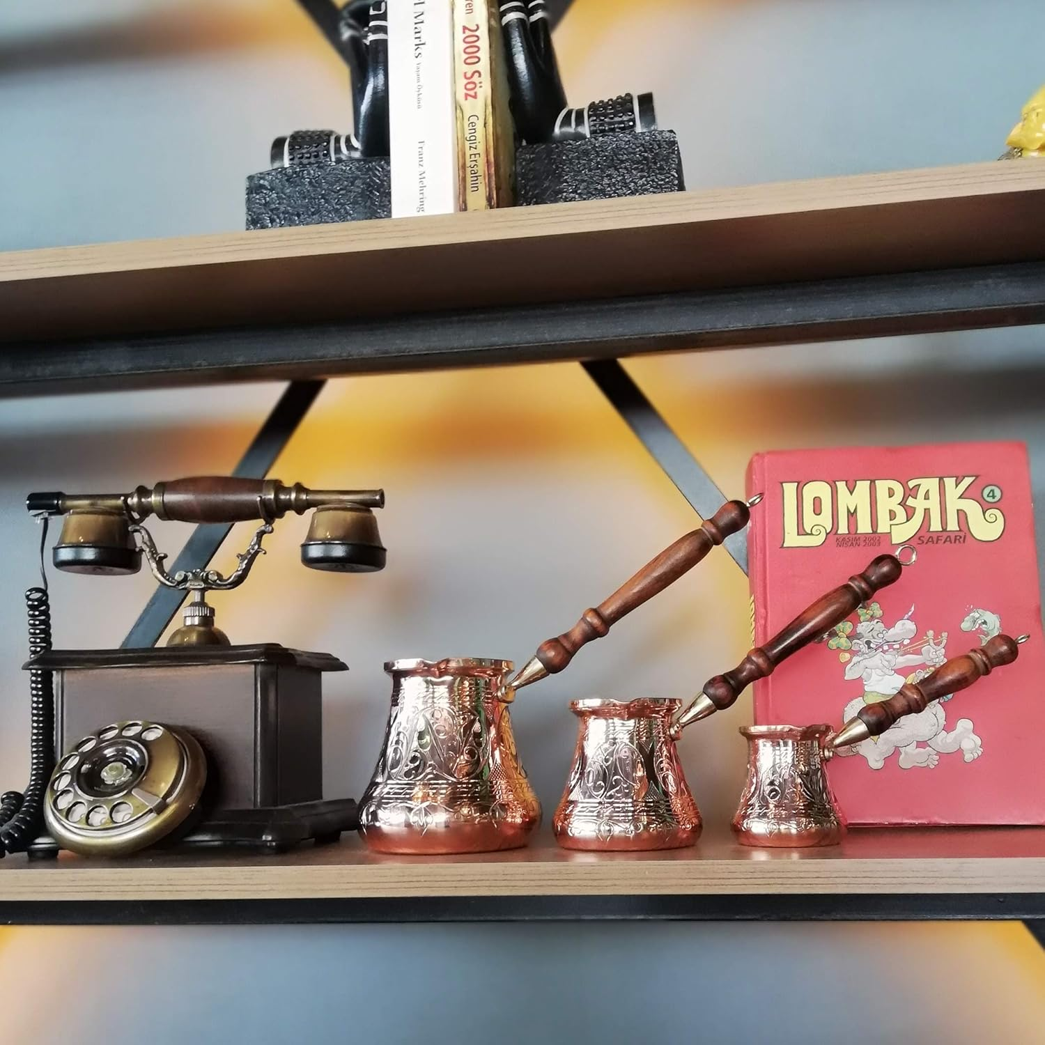 PC Series - Thickest Solid Copper Turkish Greek Arabic Coffee Pot, Heavy Duty Engraved Body Hammered Bottom with Wooden Handle, Stovetop Coffee Maker Jazzve Cezve Ibrik Xx-Large Copper image number 1