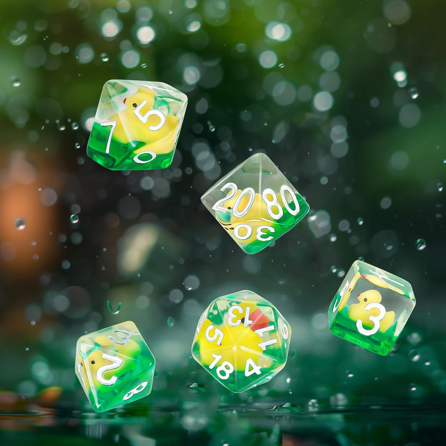 Oricraft D20 Yellow Duck Dice DND Dice Set Cute Duck inside DND Gaming Dice Polyhedral Role Playing Game Dungeons and Dragons Dice