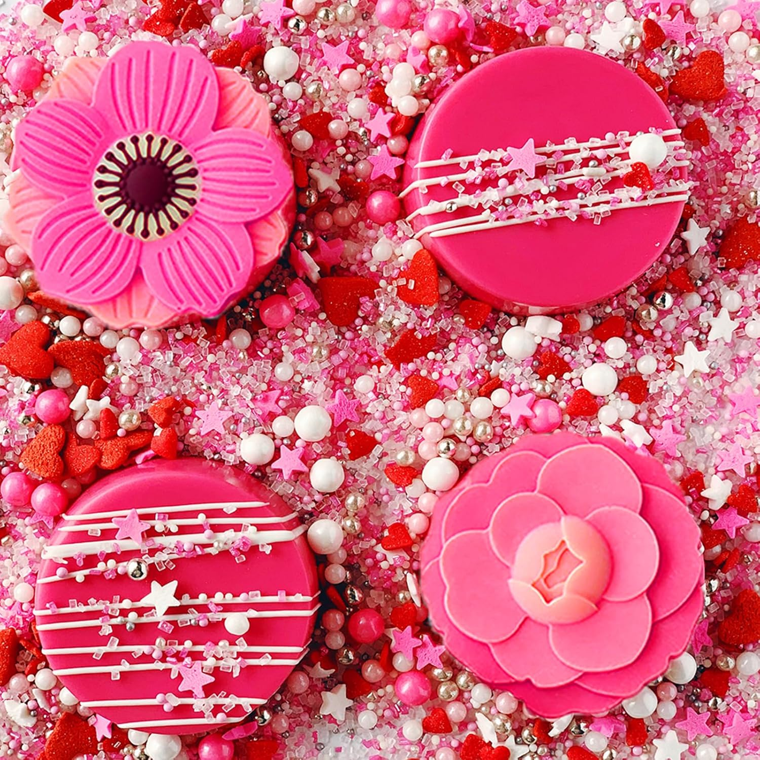 BABORUI 12 Cavities Chocolate Mold - Deep, round Flower Silicone Mold for Knafeh, Pistachio Chocolate, Covered Cookie, Cake Pucks, Candy Bars image number 1