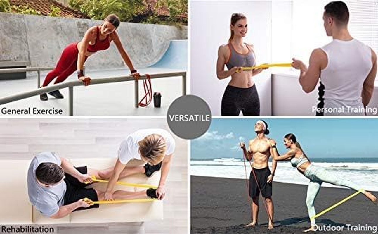 Meteor Essential Power Bands, Resistance Loop Set, Natural Latex Fitness Bands for Workout, Yoga, Weightlifting, Physical Therapy, Rehab, Bench Press, Dead Lift, Improve Mobility and Strength - Advanced Set With Accessories image number 7