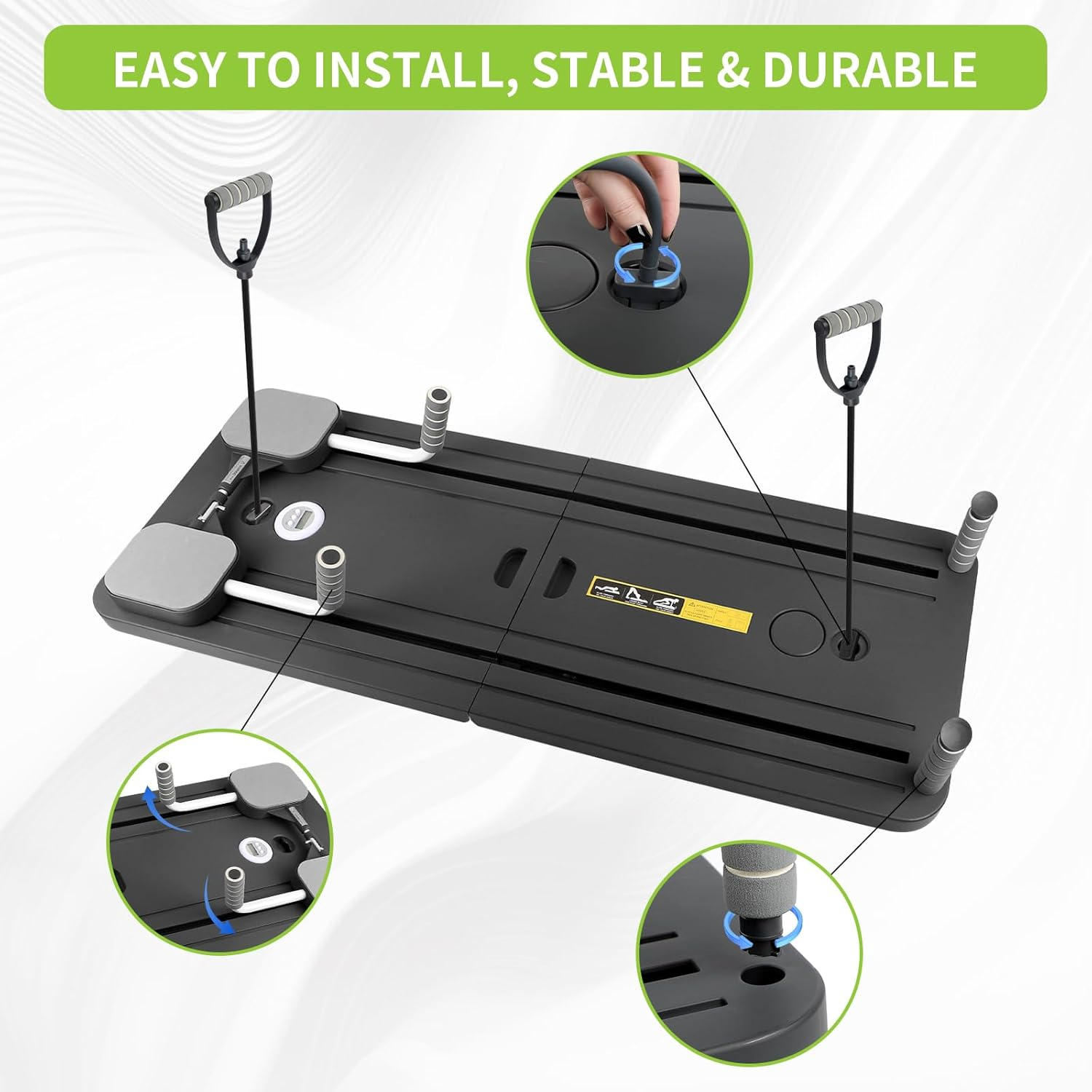 5 in 1 Pilates Reformer, Portable Foldable Pilates Board with Handles, Knee Pad and Compact Design, Black 106Cm X 40Cm X 2.8Cm Multifunctional Exercise Machine Workout Equipment for Women image number 2