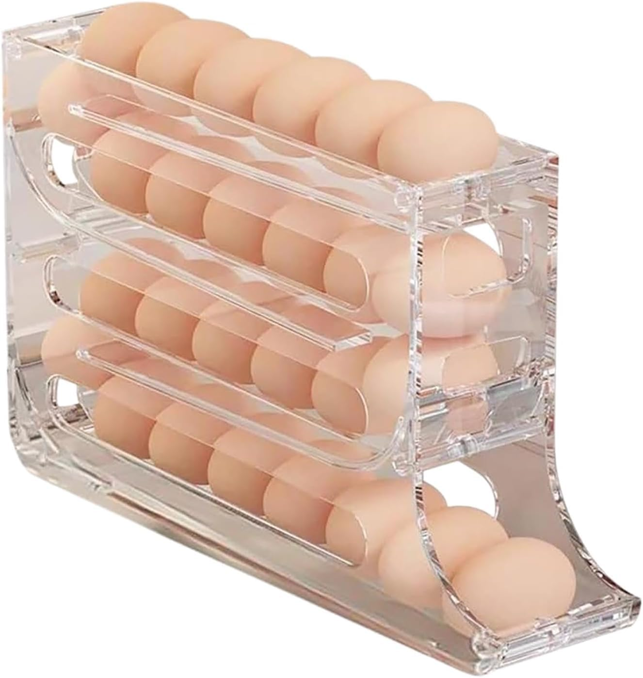 WADY Egg Holder for Fridge, 4 Tier Egg Dispenser for Refrigerator, Auto Rolling Fridge Egg Organizer, Space-Saving Egg Dispenser Holder, Large Capacity Egg Dispenser for Refrigerator (Transparent) image number 5