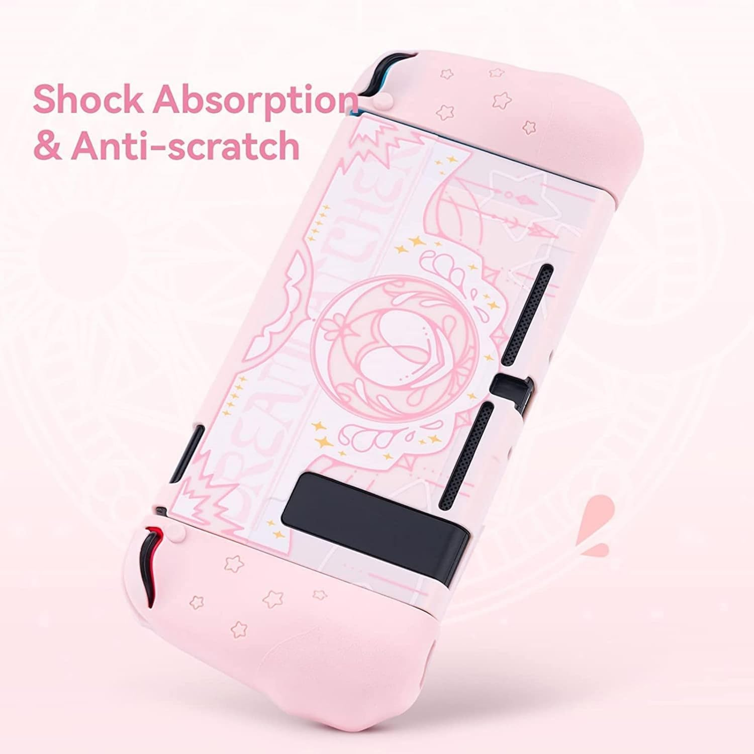 Geekshare Cute Soft Silicone Protective Case Compatible with Nintendo Switch Console and Joy Con- Shock-Absorption and Anti-Scratch Slim Cover Case with Ergonomic Design for Switch (Pink)