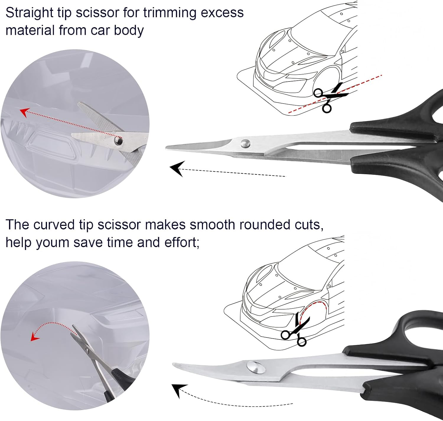 RC Body Reamer Hole Puncher, Curved Scissors & Straight Scissor RC Car Body Mounting 3Pc Combo Set,0-14Mm Hole (Black) image number 6
