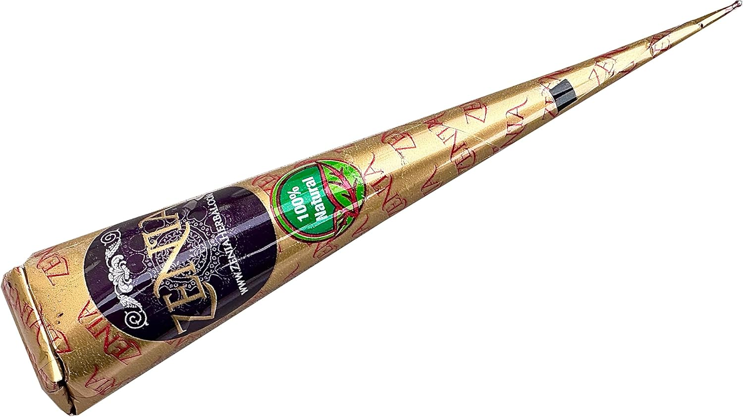 Zenia 100% Natural Temporary Tattoo Paste Cone | 1 Cone 25 Grams | Indian Body Art Painting Drawing Tattoos Freckles (Reddish-Brown Color) image number 1