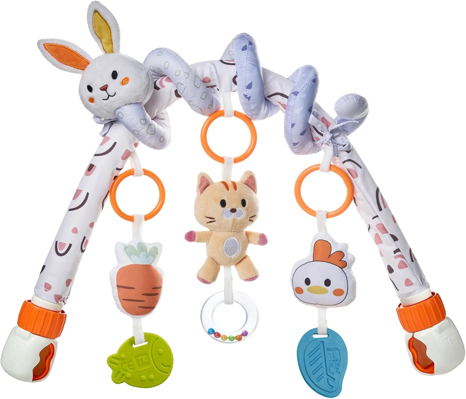 TUMAMA 2 in 1 Spiral Car Seat Toys for Babies 0-6 Months, Stroller Toys for Infant 0-6 Months Arch Hanging Toys with Clip Adjustable Detachable Sensory Travel Crib Bouncer Bassinet Activity Toys image number 5