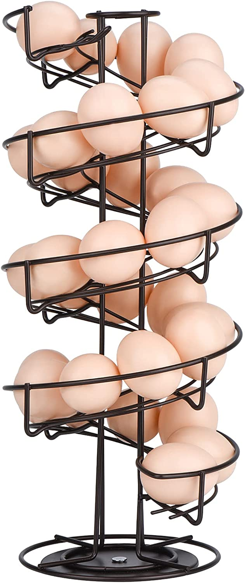 Toplife Spiral Design Metal Egg Skelter Dispenser Rack, Storage Display Rack, Brown