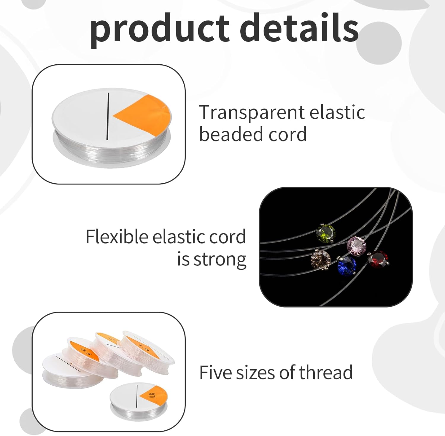 5 Roll Clear Elastic Beading Threads Stretchy Bead Cord String Stretchy Crystal Elastic Bracelet String for DIY Bracelets, Necklaces, Keychains, Jewelry - Crystal Tec 0.5/0.6/0.7/0.8/1.0 MM image number 5