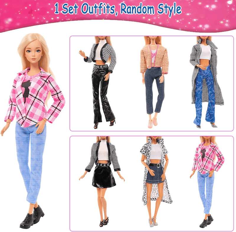 Barwa Lot 15 Items = 5 Sets Fashion Casual Wear Clothes/Outfit with 10 Pair Shoes 23 Accessories for 11.5 Inch 28 - 30 Cm Doll Xmas Gift image number 5