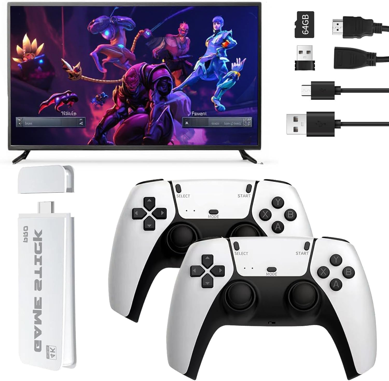 Retro Game Console, Retro Game Stick,2.4G Wireless Mini Video Games Emulator (64G) image number 5