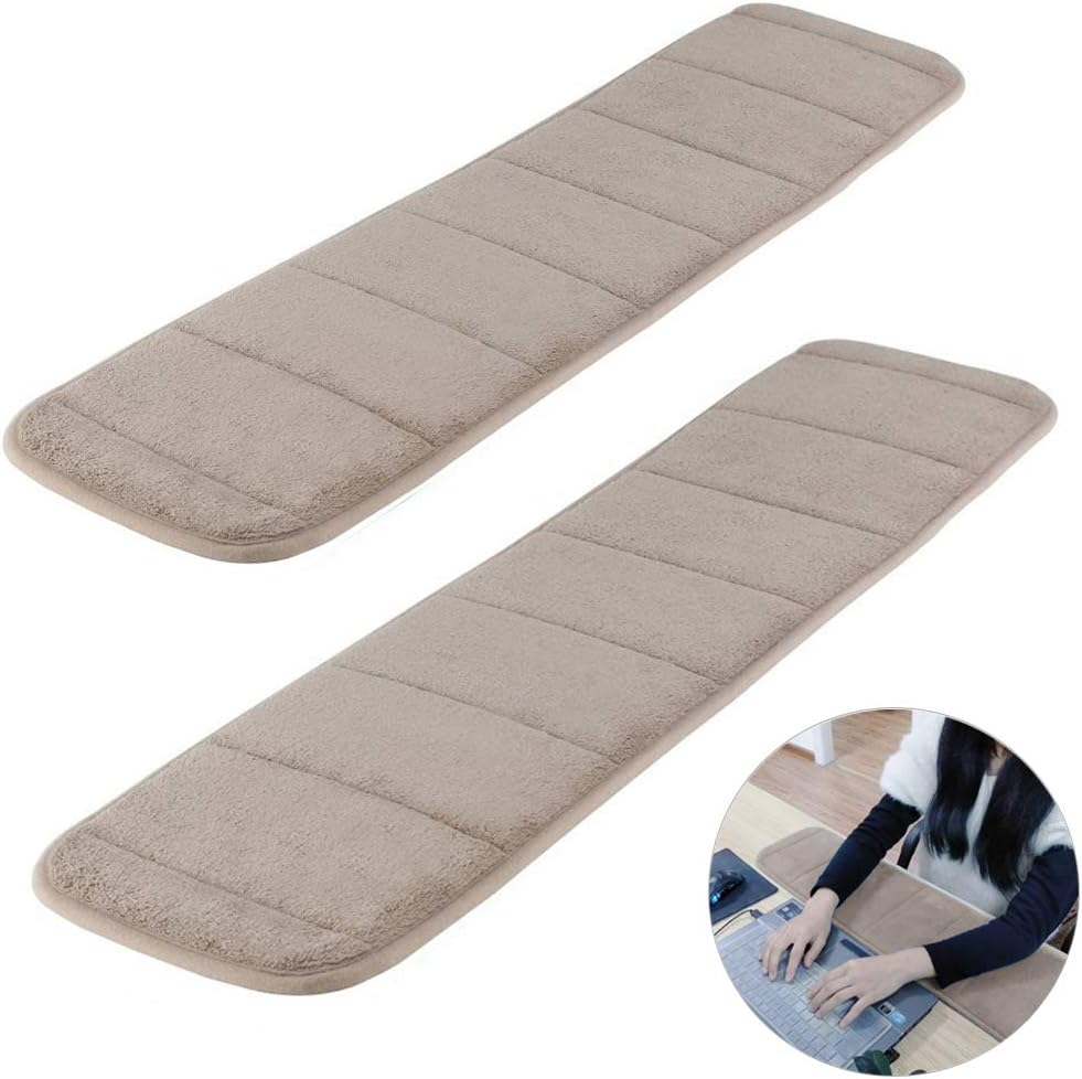 2Pcs Computer Wrist Elbow Pad, Creatiee Upgraded Wrist Rest Arm Pad(Soft, Long-Sized), Keyboard Wrist Elbow Support Mat for Office Desktop Working Gaming - Less Elbow Pain (7.9 X 31.5 Inch) (Khaki) image number 5
